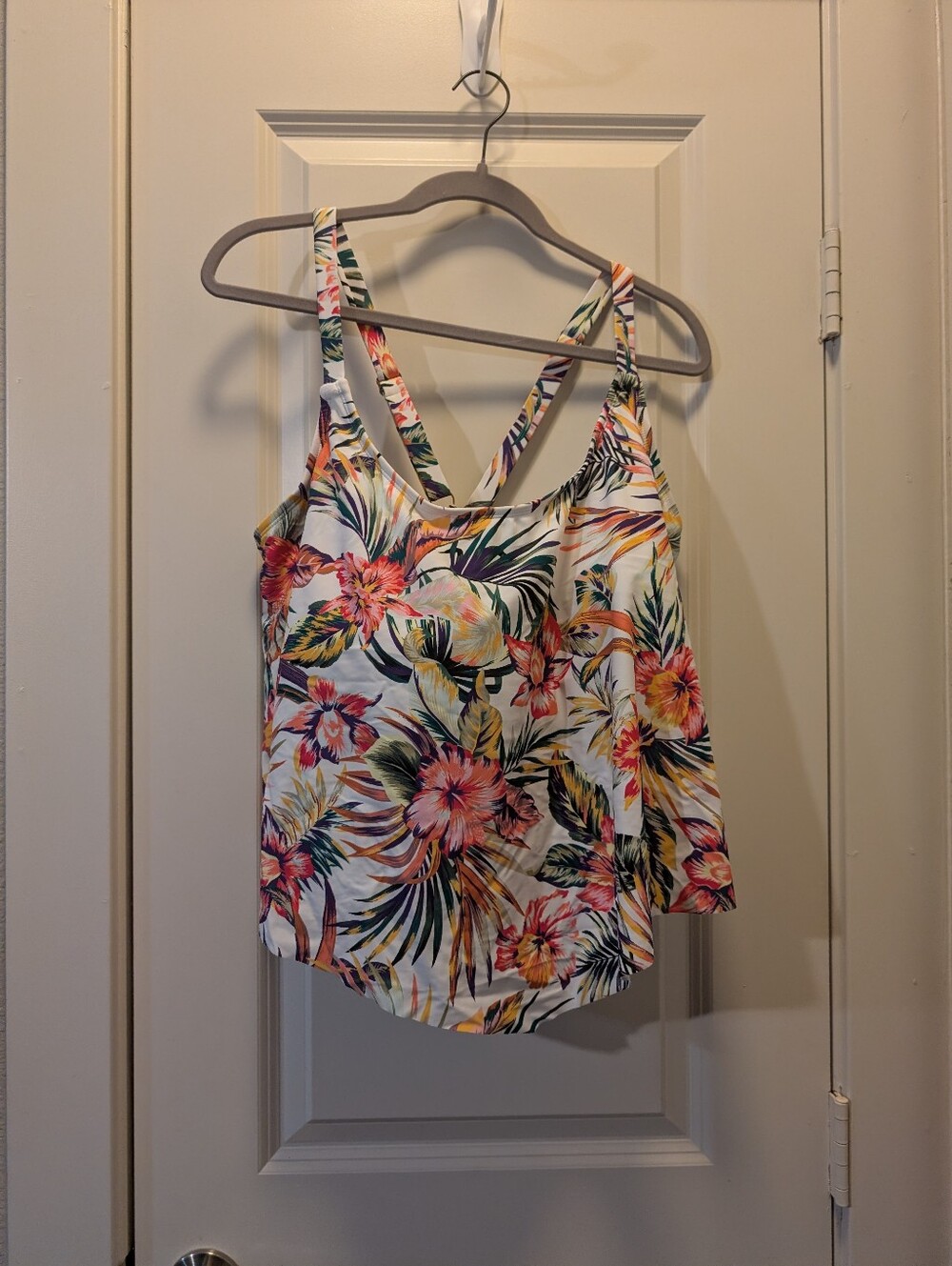 White Multicolored Floral Plus Terra & Sky Flowy Swim Top